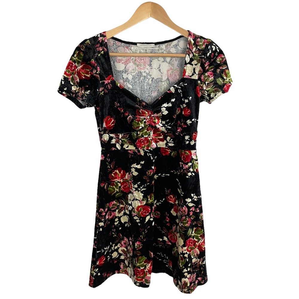 Urban Outfitters Velvet Puff Sleeve Mini Dress